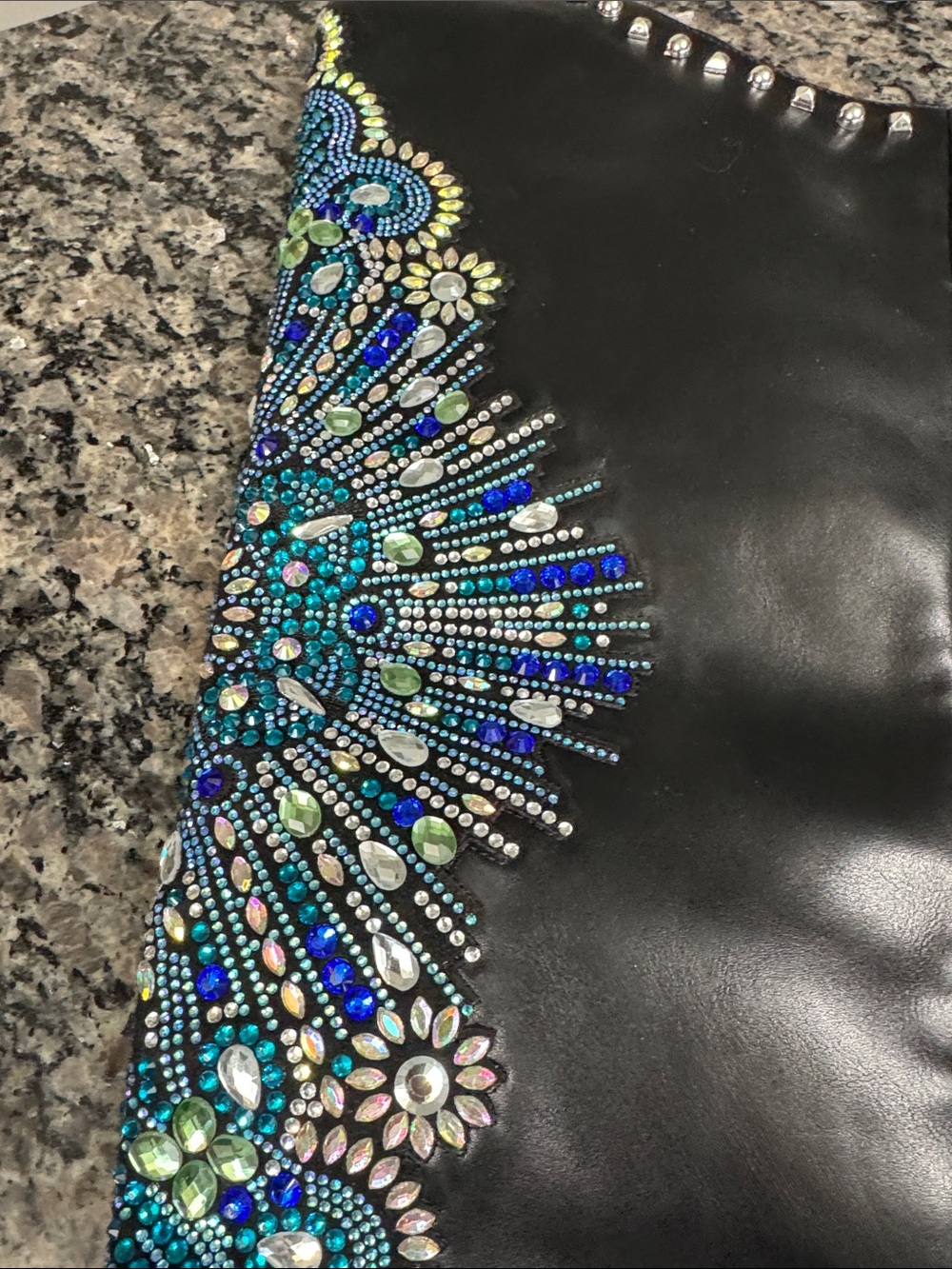 Azalea Wang Over-the-Knee Boots Blue Peacock design and Stud Details NEW 6 - Picture 6 of 17